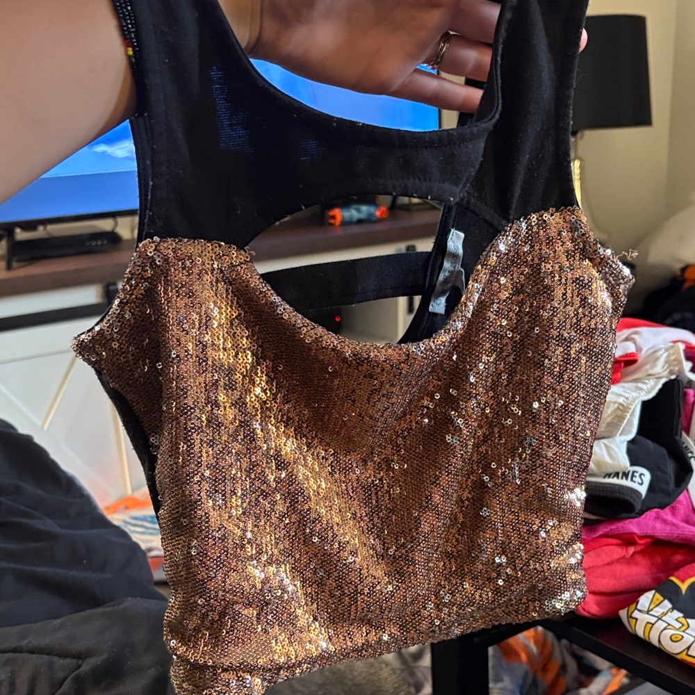 Charlotte Russe Black Sequin Top